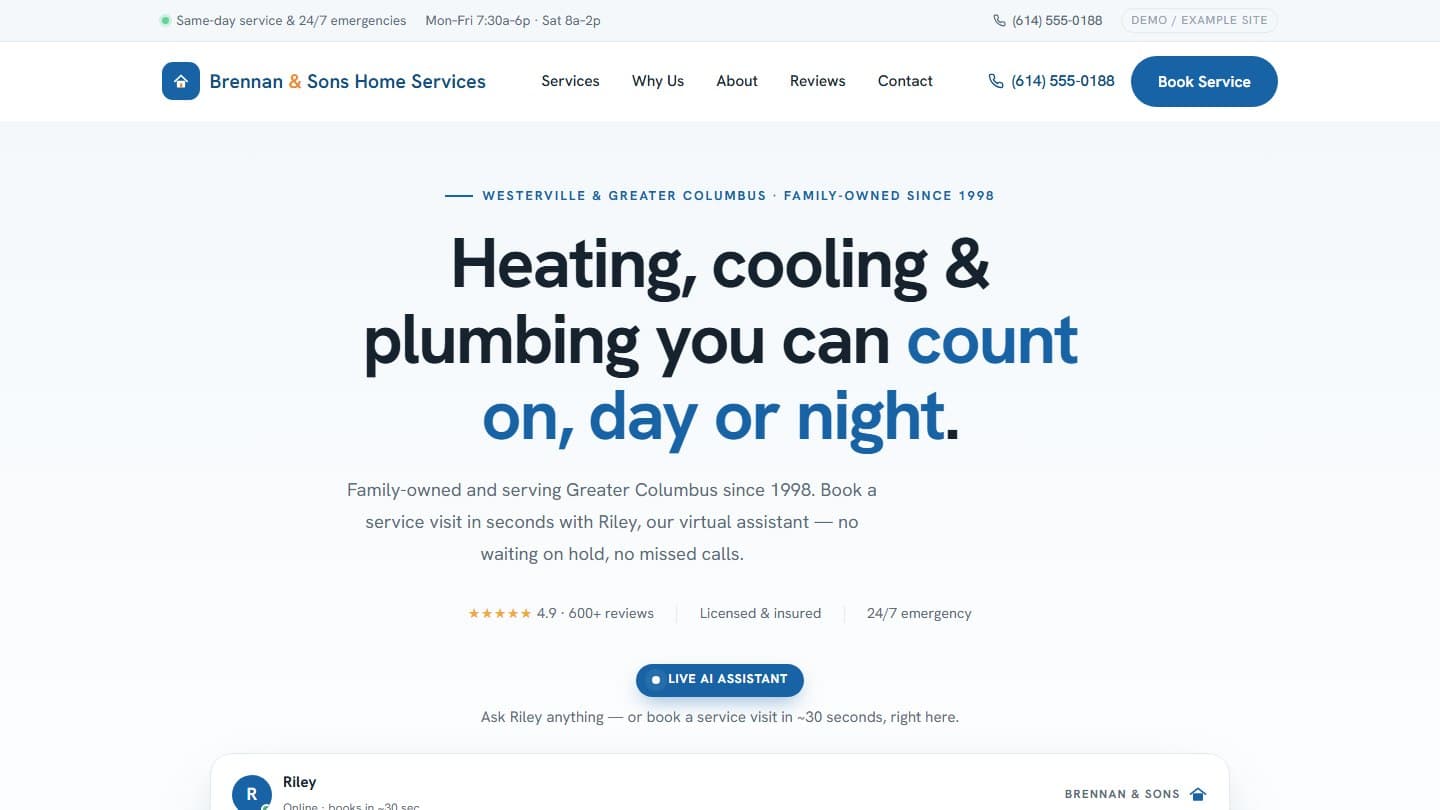 Brennan & Sons Heating, Cooling & Plumbing — live website